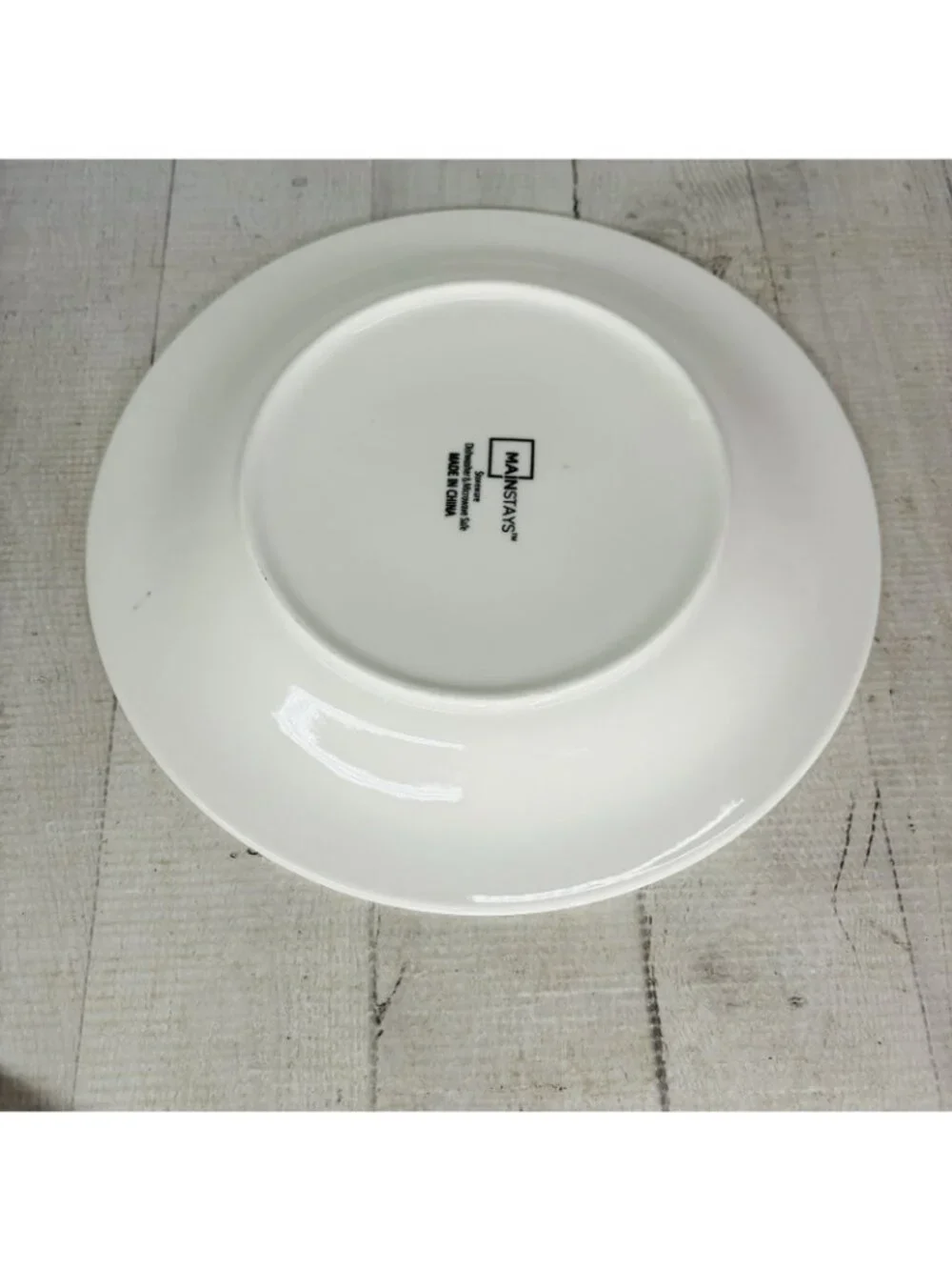 Mainstays CASUAL BANDED ROYAL BLUE Rings Stoneware White Dinner Plates Set of 4